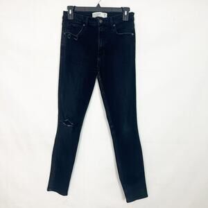 Abercrombie & Fitch Super Skinny High Rise Black Jeans Size 8/29 Distressed
